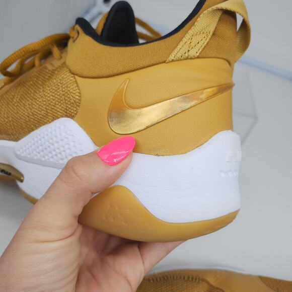 Nike PG 5 Wheat Shoes Mens 14 Gold Metallic Grain Paul George Basketball - Picture 10 of 16